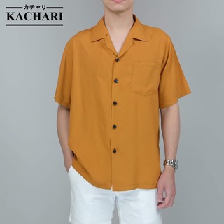 ส่งฟรี🔥 KACHARI เสื้อฮาวาย ผ้าเรยอน สีเหลืองมัสตาร์ด