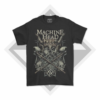 คอลูกเรือเสื้อยืดคอกลมเสื้อเชิ้ต V3 Band Machine Head สีดํา สําหรับผู้ชาย และผู้หญิงผ้าฝ้ายแท้