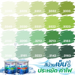 Beger คูลออลพลัส สีเขียวตอง ฟิล์มด้าน ภายนอก+ภายใน ขนาด 1L สีทาบ้าน สีบ้านเย็น เกรด 10 ปี สีบ้านเย็น