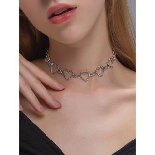 [SIS.SIE พร้อมส่ง] สร้อยโชคเกอร์โซ่หัวใจสีเงิน Heart Choker