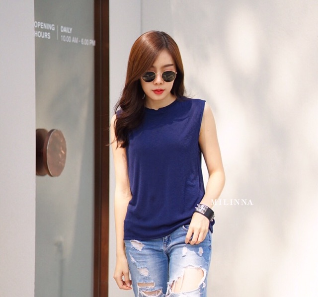 คอกลมแขนกุด ผ้าซีทรูใส่สบายไม่ต้องรีด เสื้อผ้าแฟชั่นผู้หญิง ราคา ถูกที่สุด ดีลบีเคเค แกลเลอรีภาพที่ 3