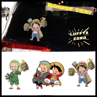 โซโร และลูฟี่สติกเกอร์ One Piece สําหรับติดกระจกหลังรถจักรยานยนต์ รถยนต์