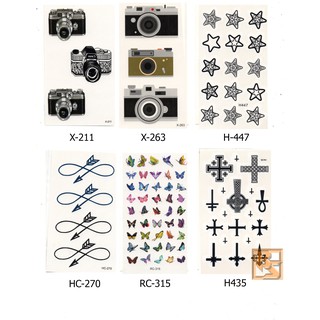 Tattoo Minimal ลาย ดาว Star กล้องถ่ายรูป Camera ผีเสื้อ Butterfly ไม้กางเขน ศรธนู Arrow แท็ททู สติ๊กเกอร์