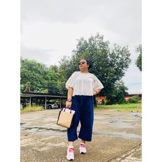 กางเกงหม้อฮ้อมผ้าฝ้ายย้อมครามธรรมชาติ ทรงกางเกงขาก๊วย  5 ส่วน เอวยืด สวมใส่สบาย สวมใส่ได้ทั้ง ชายและหญิง unisex ไซส์ XL