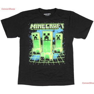 เสื้อยืดลำลอง Minecraft Glowing Creepers Big Boys Youth T-Shirt Licensed Sports T-shirt