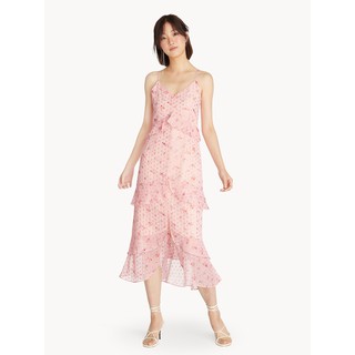 Ruffled Back Tie Cami Dress  -  Pink [XXL]