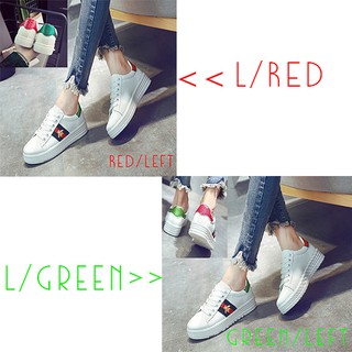 POCA SHOES Ace  Sneaker รองเท้า ลำลอง ผ้าใบ เสริมส้น ผู้หญิง แฟชั่น ราคาถูกสวยๆ Sport Girl  รุ่น PGA-White/Green-Red