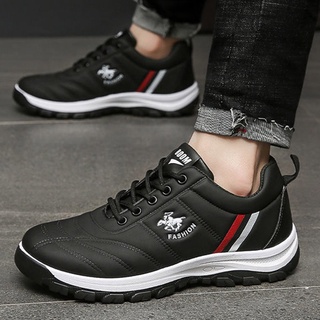 MVP CODรองเท้าผ้าใบแฟชั่นสำหรับผู้ชาย, PU Texture Anti-Slip Work Shoes รองเท้าผู้ชาย
