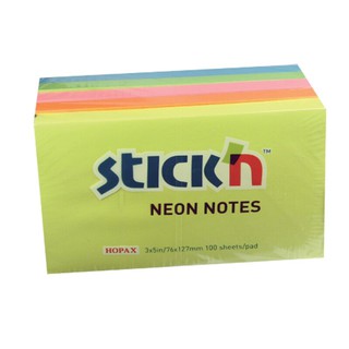 กระดาษโน้ต 3x5 นิ้ว คละโทนสีนีออน (แพ็ค 5 เล่ม) สติก เอ็น Neon paper 3x5 inches, assorted colors (pack of 5 books)