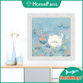 【HF】ภาพวาดปักเพชร ลายแมวน่ารัก 5D ขนาด 40x40 ซม. DIY สําหรับตกแต่งผนังบ้าน