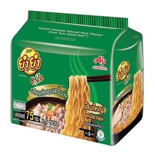 ยำยำ สูตรเด็ด บะหมี่กึ่งสำเร็จรูป รสหมูสับทรงเครื่อง 75 กรัม x 6 ซอง Yum Yum Noodles Minced Pork Flavour 75g x 6 Bags