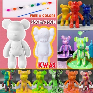 [ฟรี 8 สี+ปากกา]DIY paint ตุ๊กตาปูนปลาสเตอร์  26cm ตุ๊กตาหมี Marvel KT CAT KAWS WHITE Bear แฮนด์เมด พร้อมสีและพู่กัน // เลือกแบบได้