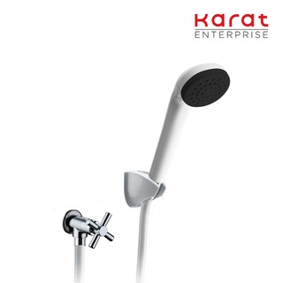 Karat Faucet ก๊อกเดี่ยวติดผนัง พร้อมฝักบัวสายอ่อนสีขาว รุ่น EC-01-476B-11