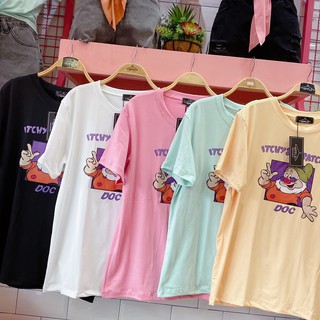 เสื้อยืด โพลีเอสเตอร์ ลาย ITCHY&amp;SCRATCHY คนแคระ ฟรีไซส์