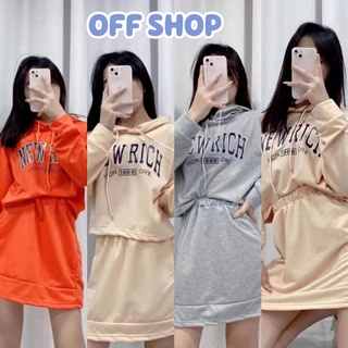 OFF SHOP พร้อมส่ง (OFF-DX-6402)ชุดเซ็ท เสื้อครอปแขนยาว+กระโปง ทรงพรีสมากใส่สวยๆน่ารัก