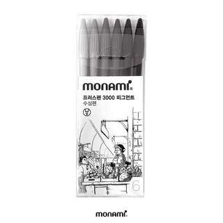 Monami ปากกาสีน้ำ รุ่น Plus Pen 3000 ชุด 6  Pigment