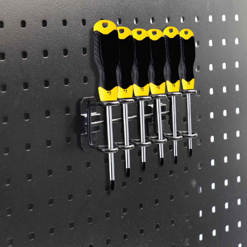 Pegboard Screw Driver Organiser ตะขอแขวน Hook ใช้สำหรับเกี่ยวผนังรู Pegboard ฮุกเหล็กใส่ไขควง สิ่งของให้เป็นระเบียบ ราคา ถูกที่สุด ดีลบีเคเค แกลเลอรีภาพที่ 4