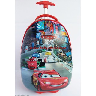 กระเป๋าล้อลากไฟเบอร์ ทรงไข่ ลาย คาร์ แมคควีน (Cars Mcqueen) สีแดง