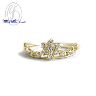 แหวนมงกุฎ-แหวนเจ้าหญิง-แหวนเพชร-แหวนเงินแท้-Princess-Diamond-CZ-Silver-Ring-R1395cz (สามารถเลือกสีตัวเรือนได้)