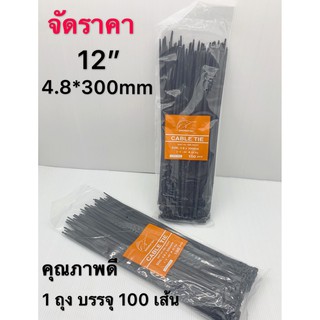 เคเบิ้ลไทด์ 12นิ้ว 4.8x300mm สีดำ 100pcs