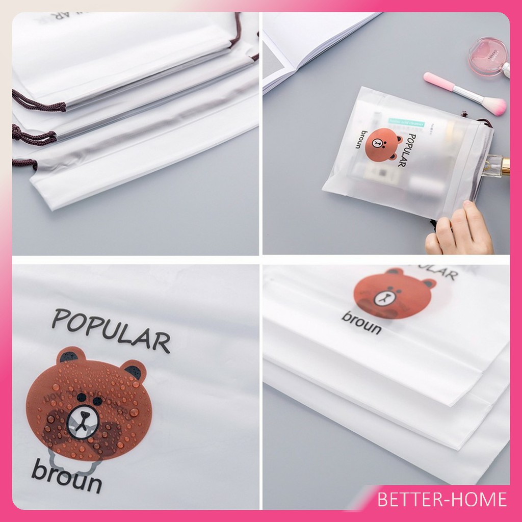 กระเป๋าเก็บเครื่องสำอาง กระเป๋าหูรูด ลายการ์ตูน  ถุงหมีบราวน์ กระเป๋าใส่เครื่องเขียน / Multi Purpose Bag