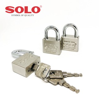 Solo  No.KA 4588 40/3 กุญแจคล้องสเตนเลสระบบคีย์อะไลค์ 3 ตัวชุดโซโล ชนิดหูสั้น (Stainless Steel)