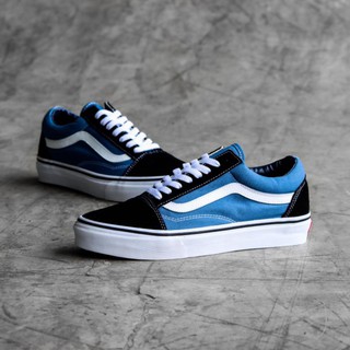 VANS ราคาพิเศษ!!!! Oldskool ราคาราคาถูกสีขาวน้ําเงินคลาสสิก