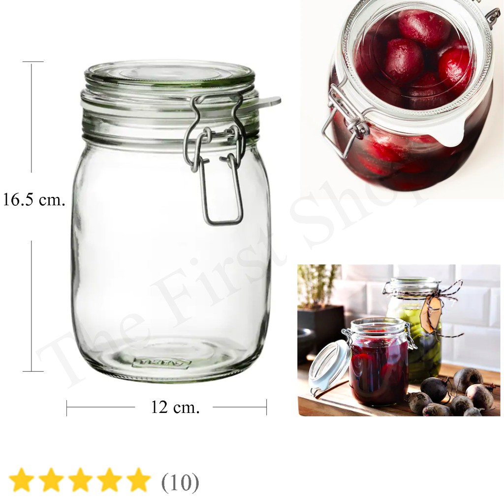 โถแก้วพร้อมฝาปิด Jar with Lid ล็อคแบบสูญญากาศรองยางอย่างดีช่วยให้ปิดสนิท เก็บอาหารถนอมอาหารได้ที่อุณหภูมิห้องหรือแช่เย็น