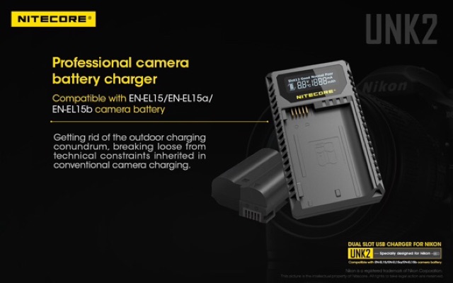 Nitecore UNK2 for NIKON EN-EL15, z7 z6 D850 D810 D800 D750 D610 D7500 D500 #8