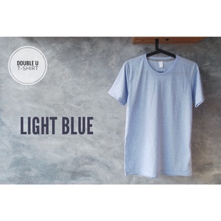 เสื้อยืดสีขาวDouble U T-Shirt เสื้อยืดซักแล้วไม่ต้องรีด เสื้อยืดสีพื้น Light Blue (สีฟ้าอ่อนผ้าท็อป)