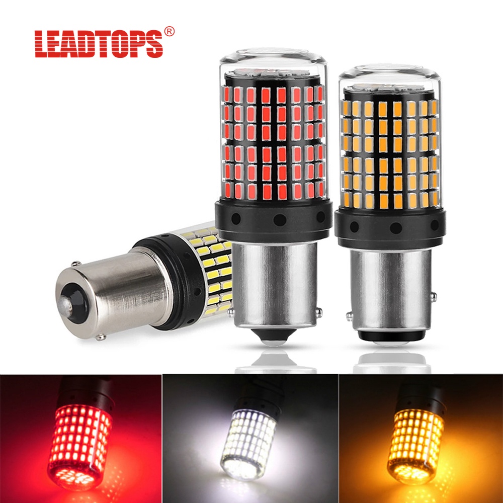 LEADTOPS T10/T15/T20/7440/7443/1156/1157 หลอดไฟ LED Canbus สํารองไฟท้ายไฟเบรคไฟเลี้ยวไฟถอยสีเหลืองอําพัน/แดง