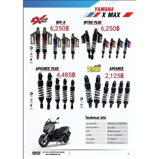 A01 โช๊คหลัง รุ่นREV II X-MAX แบรนด์OKD ความสูง350MM มีกระปุก ปรับรีบาวด์ได้ ปรับสปริงได้ เลือกสีได้ รอสินค้า3-7วัน