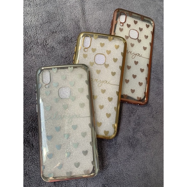 เคส Vivo V11i เคสใสล้อมเพชร ลายหัวใจ