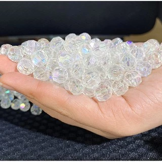 ลูกปัดอะคริลิค AB ทรงกลม สีรุ้ง 6/8 มม. 10 มม. 12 มม. 32 หน้า สําหรับทําเครื่องประดับ DIY