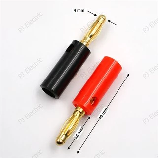 10 ชิ้น บานานาปลั๊กตัวผู้ (Banana plug)หัวแจ็ค ขนาด 4 มิลลิเมตร ยาว 40 มิลลิเมตร แบบสกรูขันยึดสายไฟ (ทอง)