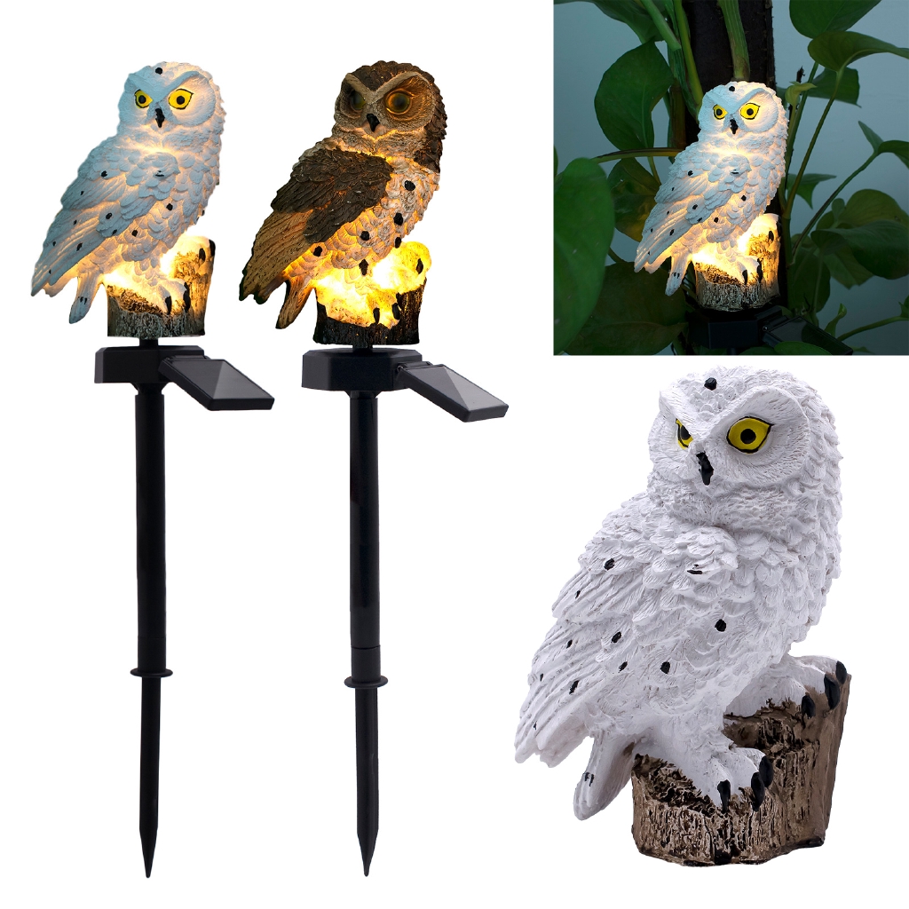 Owl Solar Garden Decor Lighting Warm Landscape Patio Lawn Pathway