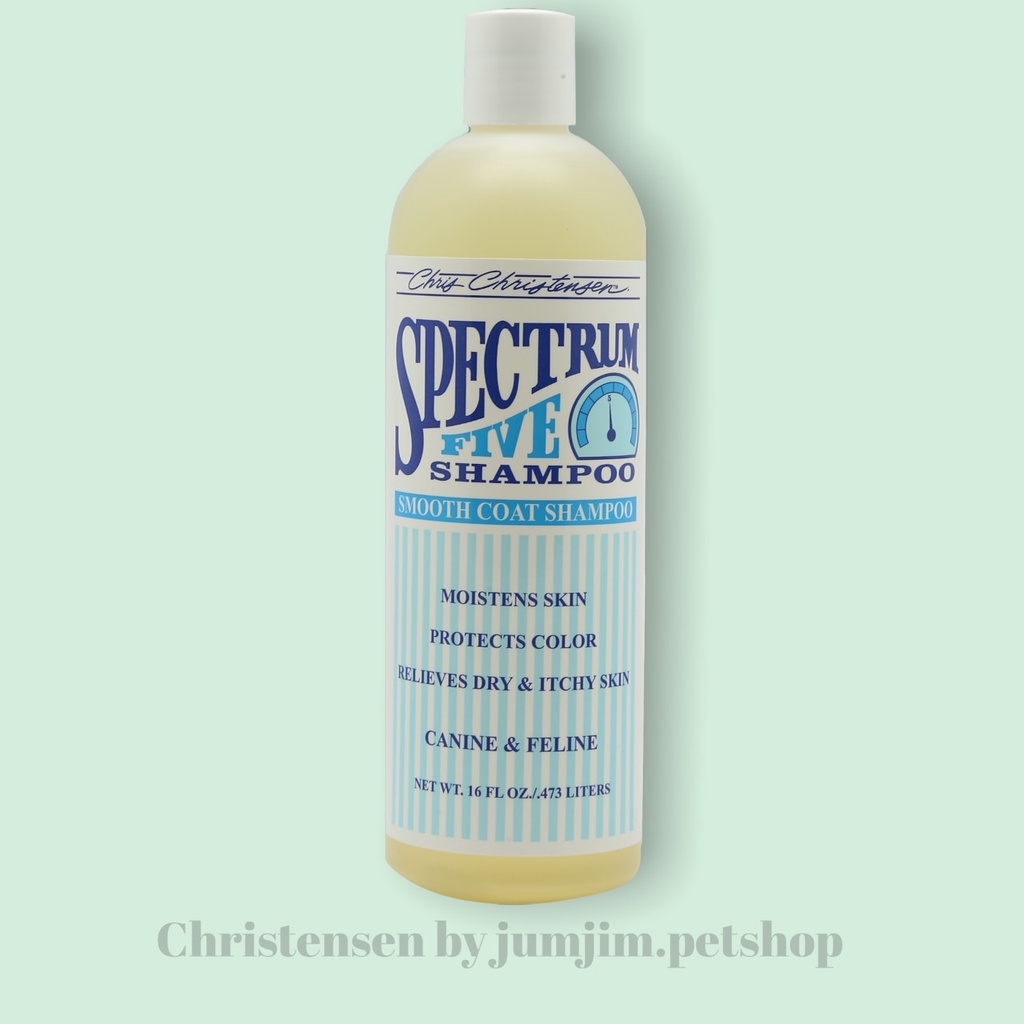 Chris Christensen​ 473ml. Spectrum Five Smooth​ Coats Shampoo แชมพูสเป็กตรัมไฟว์ สุนัขขนสั้น By jumjim.petshop