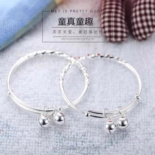 กำไลข้อเท้าเด็กมีกระดิ่ง 2ลาย สำหรับเด็กโดยเฉพาะสีเงิน