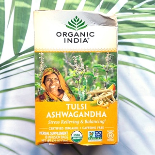 (Organic India®) Tulsi Ashwagandha Stress Relieving &amp; Balancing Certified Organic Caffeine Free 18 Infusion Bags 36 g