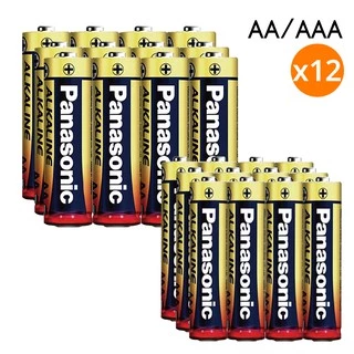ถ่านอัลคาไลน์พานาโซนิค Panasonic ขนาด AA / AAA (แพ็ค 12 ก้อน) แบบเปลือย ถ่านไฟฉาย Alkaline ของแท้ 100% [S24]