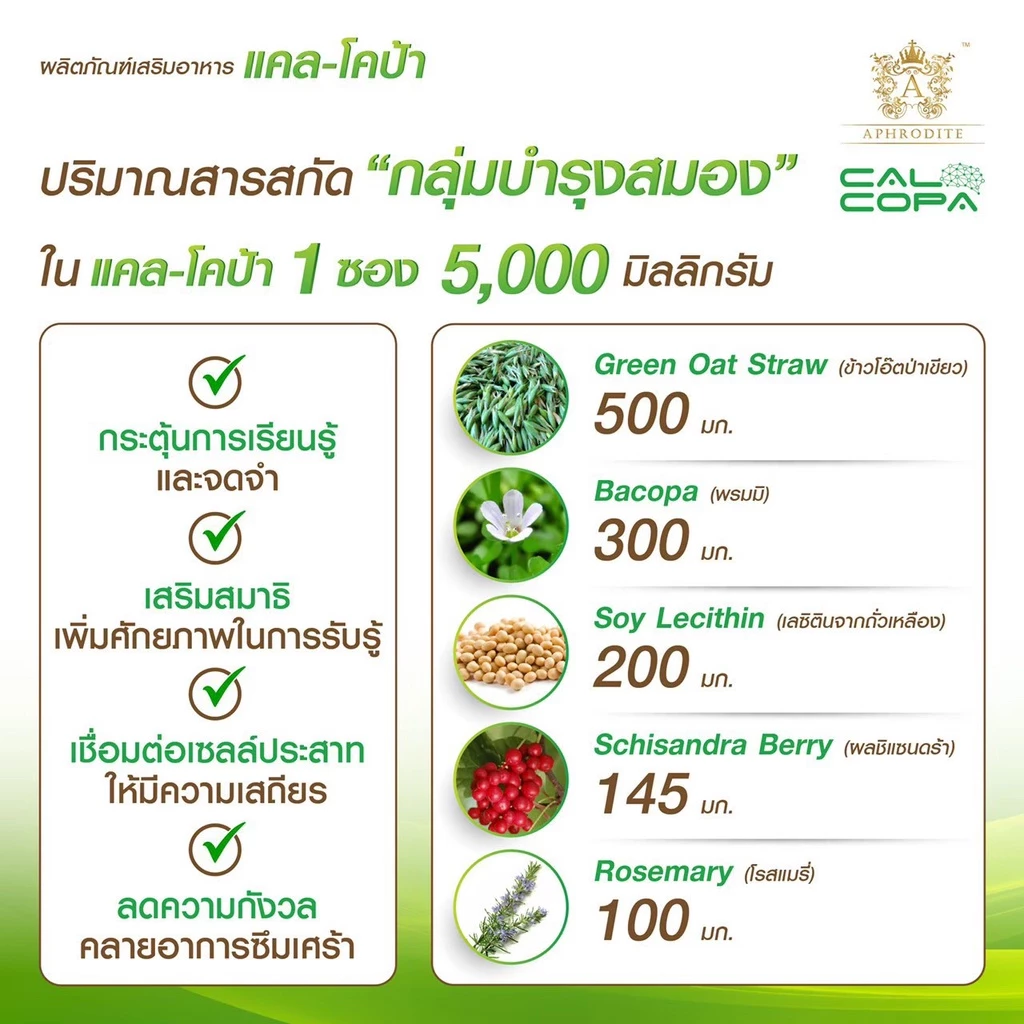 1แถม1 แคลโคป้า  Calcopa(15ซ./1ก.)บำรุงสมอง สมาธิสั้น เพิ่มความสูง เพิ่มมวลกระดูก บำรุงสายตาAphrodite thumbnail 5