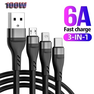 6a แหตาข่ายตกปลา ชาร์จเร็ว หนึ่งถึงสาม สายเคเบิลข้อมูล / Type-C Micro USB ชาร์จเร็ว / สายเคเบิล Micro USB