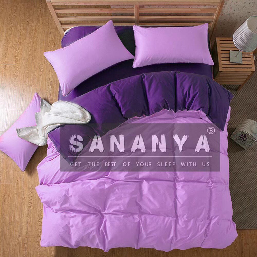 โปร 1099 SANANYA BEDDING ชุดเครื่องนอนแบบทูโทน สีม่วงเข้ม-ม่วงอ่อน