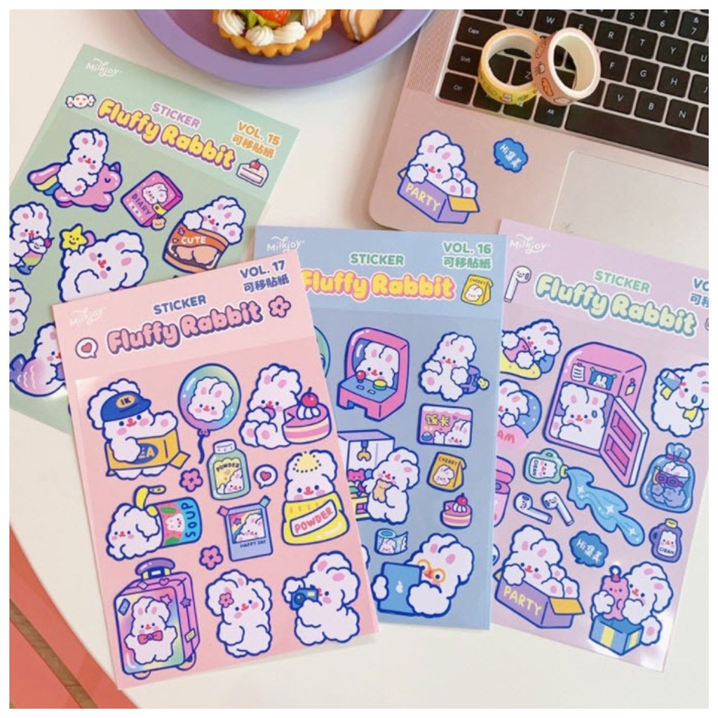 สติ๊กเกอร์ รุ่น กระต่าย Sticker น่ารัก สำหรับติดตกแต่ง DIY ติดแน่น ทน ...