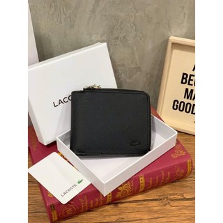 กระเป๋าสตางค์  Lacoste Mens Chantaco  Leather Short Wallet(Black)