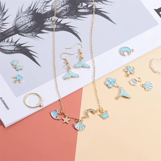 10 ชิ้นจี้ สร้อยคอสร้อยข้อมือต่างหูจี้สีน้ำเงินน่ารัก เครื่องประดับและอุปกรณ์แฟชั่น DIY 10pcs/pack