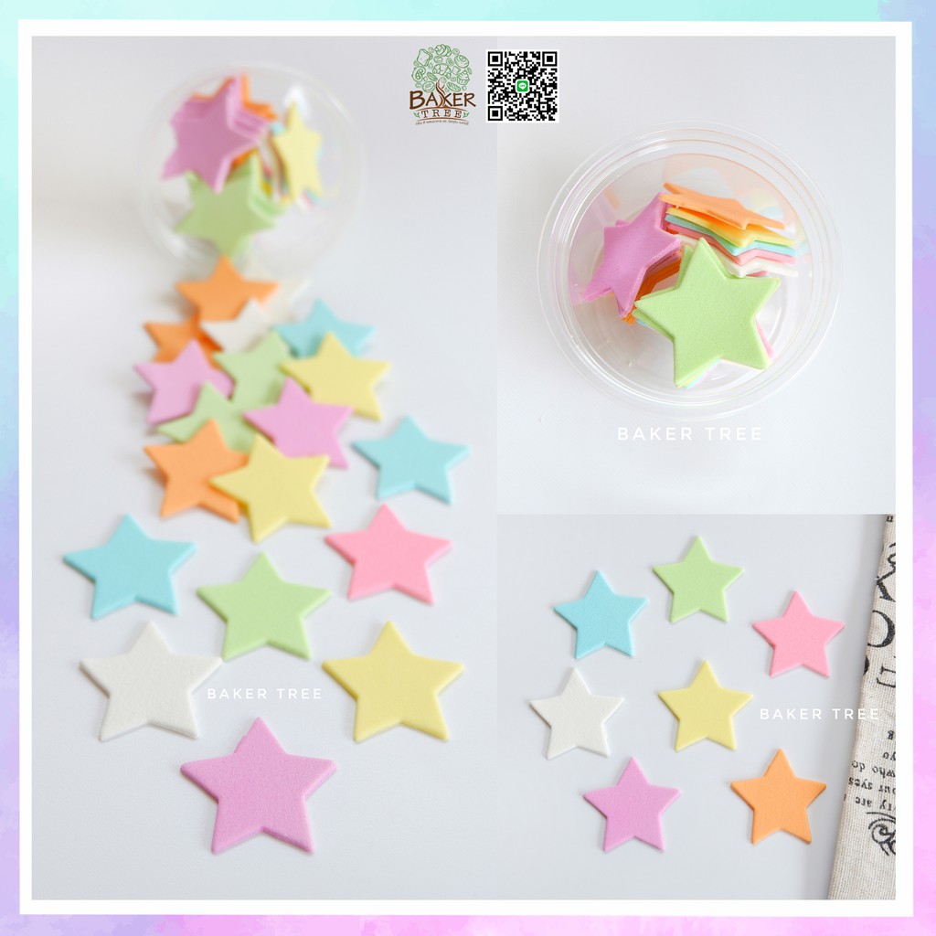 ⭐️กัมเพส รูปดาว สีพาสเทล⭐️ น้ำตาลแต่งเค้ก กัมเพสงานสวยมาก กลิ่นหอม ทานได้