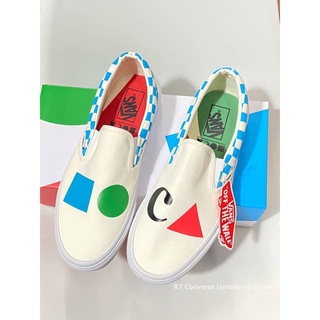 🚩 [เข้าใหม่]  Slip On Classic  x Moca Logo/Cyan Blue ถ่ายงานจริง100% สินค้าพร้อมกล่อง มีเก็บปลายทาง