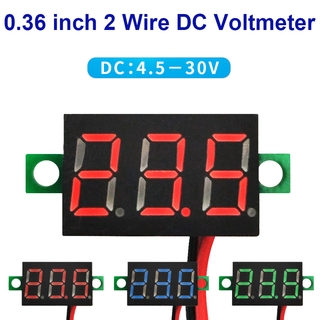 0.36 นิ้ว DC 4.5V-30V โวลต์มิเตอร์ดิจิตอลแสดงสองหัวโวลต์มิเตอร์แบบลวดสำหรับเครื่องวัดแรงดันไฟฟ้าของรถจักรยานยนต์