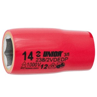 UNIOR 238/2VDEDP ลูกบ๊อกกันไฟฟ้า 3/8"-6P-14mm. ฉนวน 2 ชั้น กันไฟฟ้า 1000V. (238VDE)